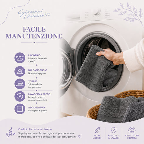 Set 6 Asciugamani Premium 40x70 cm 100% Cotone - con Doppia Bordura - per Bagno, Palestra e Viaggio