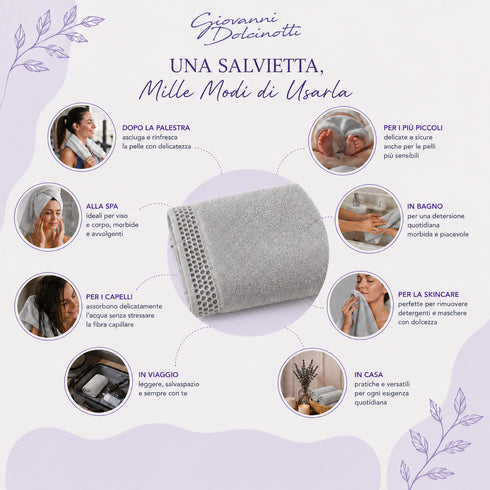 Set 6 Asciugamani 40x70 cm - 60% Bamboo e 40% Cotone - per Bagno, Palestra e Viaggio