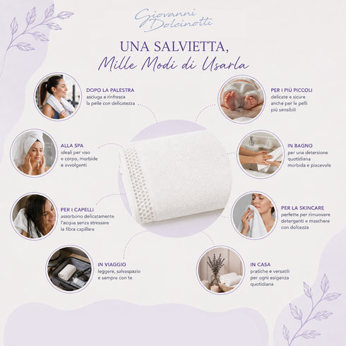 Set 6 Asciugamani 40x70 cm - 60% Bamboo e 40% Cotone - per Bagno, Palestra e Viaggio