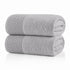 Set 2 Teli Bagno Jumbo 90x180 cm - 60% Bamboo e 40% Cotone - con Bordura Decorativa - per Bagno, SPA e Piscina