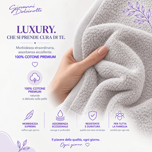 Set 12 Asciugamani Lavette Premium 30x30 cm 100% Cotone - per Viso, Mani, Ospiti e SPA