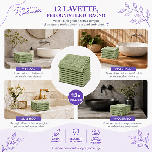 Set 8 Asciugamani Premium 100% Cotone - 2 Teli Bagno, 2 Asciugamani Viso e 4 Lavette - per Casa, Ospiti e B&B