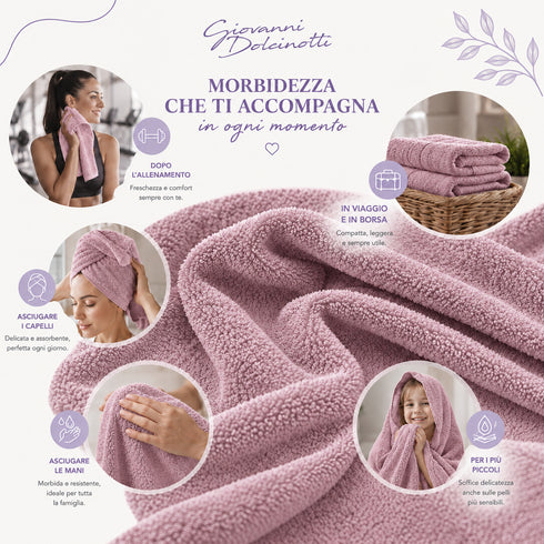Set 6 Asciugamani Premium 40x70 cm 100% Cotone - con Doppia Bordura - per Bagno, Palestra e Viaggio
