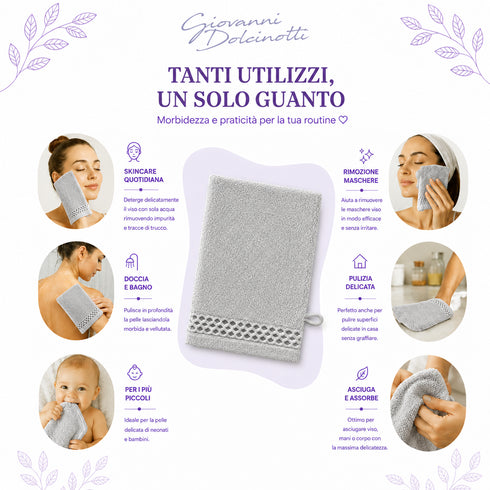 Set 8 Asciugamani 60% Bamboo e 40% Cotone - 2 Teli Bagno, 2 Asciugamani Viso, 2 Lavette e 2 Guanti - per Bagno, SPA e Ospiti