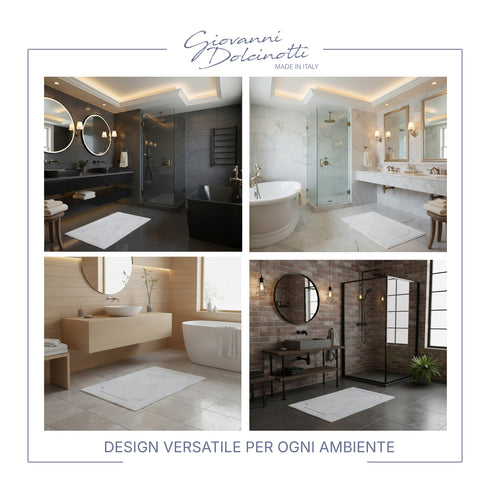Set di 2 Tappeti da Bagno, Tappetini in Spugna per Doccia, Lavabili, Assorbenti e a Rapida Asciugatura – 750 g/m², 100% Cotone, 50x75 cm, Bianco