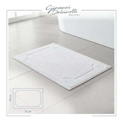 Set di 2 Tappeti da Bagno, Tappetini in Spugna per Doccia, Lavabili, Assorbenti e a Rapida Asciugatura – 750 g/m², 100% Cotone, 50x75 cm, Bianco