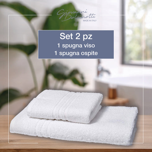Set 2 pezzi Viso + Ospite (60x100 + 40x60 cm) in Spugna Jacquard di Cotone 400 g/m² – Modello Amalfi