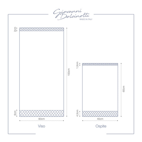 Set 2 pezzi Viso + Ospite (60x100 + 40x60 cm) in Spugna di Cotone 500 g/m² con Inserto Jacquard – Modello Favignana