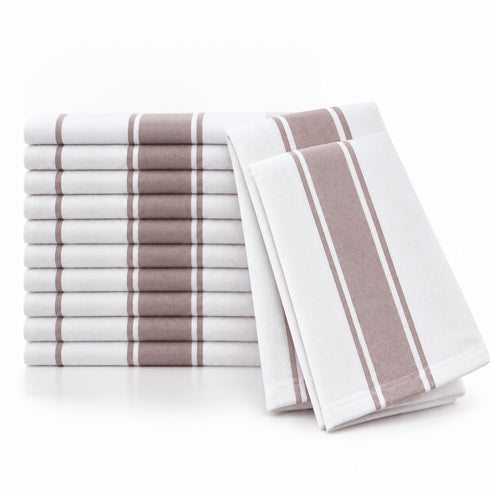 Set 12 Strofinacci Cucina 50x70 cm 100% Cotone - Assorbenti, Morbidi e Resistenti - per Piatti e Stoviglie, Casa e Ristorazione