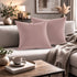 Set 2 Federe Cuscini Divano - 40x40 - Velluto - Rosa - Copricuscini Decorativi per Divano Soggiorno Camera da Letto - Cerniera Zip - Modello Monroe