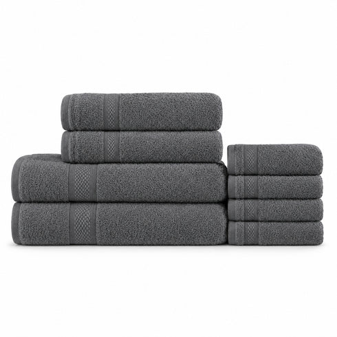 Set 8 Asciugamani Premium 100% Cotone - 2 Teli Bagno, 2 Asciugamani Viso e 4 Lavette - per Casa, Ospiti e B&B
