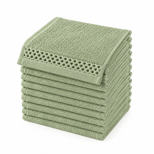Set 12 Asciugamani Lavette 30x30 cm - 60% Bamboo e 40% Cotone - con Bordura Decorativa - per Viso, Skincare e Viaggio