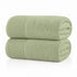 Set 2 Teli Bagno Jumbo 90x180 cm - 60% Bamboo e 40% Cotone - con Bordura Decorativa - per Bagno, SPA e Piscina