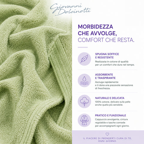 Accappatoio Uomo e Donna Smart 100% Cotone in Spugna - con Cappuccio, Cintura e Tasche - per Casa, SPA e Palestra