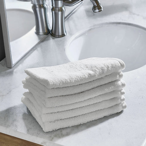 Set Lavette Asciugamani viso in 100% cotone - 30x30 cm - Extra assorbenti e ad asciugatura rapida - Per Bagno, Spa e Palestra - Modello Orlando - Col. Bianco