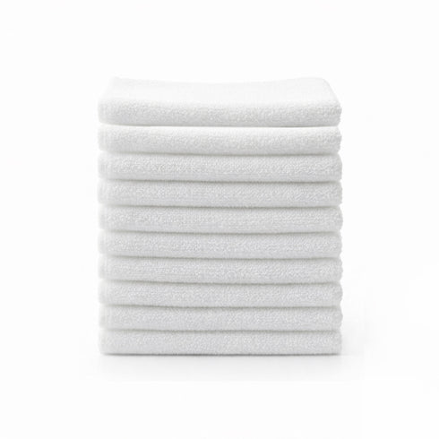 Set 10 Manopole in Microfibra Bianca – Guanti da Lavaggio bianchi, soffici, leggeri e super assorbenti – per Casa Hotel Spa