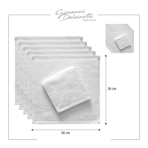 Set Lavette Asciugamani viso in 100% cotone - 30x30 cm - Extra assorbenti e ad asciugatura rapida - Per Bagno, Spa e Palestra - Modello Orlando - Col. Bianco