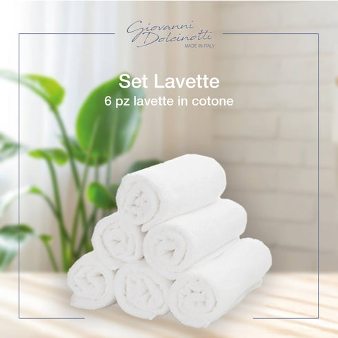 Set Lavette Asciugamani viso in 100% cotone - 30x30 cm - Extra assorbenti e ad asciugatura rapida - Per Bagno, Spa e Palestra - Modello Orlando - Col. Bianco