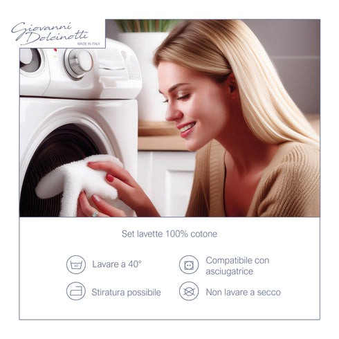 Set Lavette Asciugamani viso in 100% cotone - 30x30 cm - Extra assorbenti e ad asciugatura rapida - Per Bagno, Spa e Palestra - Modello Orlando - Col. Bianco