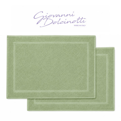 Set 2 Tappeti Bagno Premium 50x80 cm 100% Cotone - con Bordo Perimetrale - per Doccia, Vasca e Lavabo