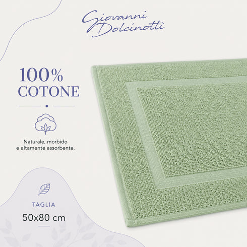 Set 2 Tappeti Bagno Premium 50x80 cm 100% Cotone - con Bordo Perimetrale - per Doccia, Vasca e Lavabo