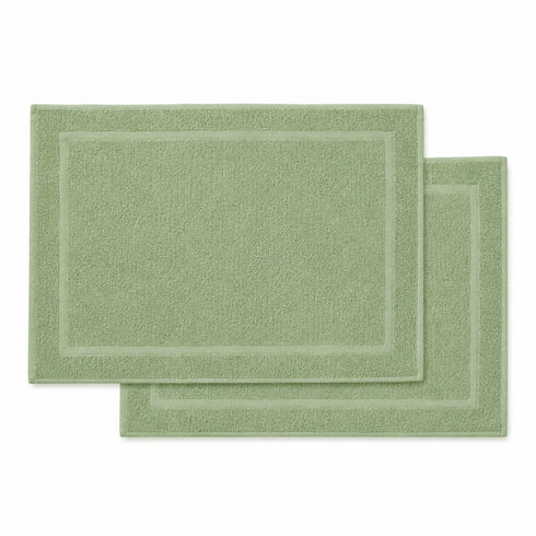 Set 2 Tappeti Bagno Premium 50x80 cm 100% Cotone - con Bordo Perimetrale - per Doccia, Vasca e Lavabo