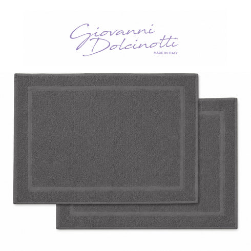 Set 2 Tappeti Bagno Premium 50x80 cm 100% Cotone - con Bordo Perimetrale - per Doccia, Vasca e Lavabo