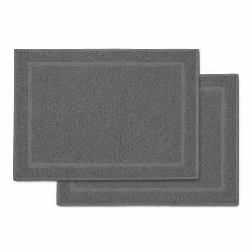 Set 2 Tappeti Bagno Premium 50x80 cm 100% Cotone - con Bordo Perimetrale - per Doccia, Vasca e Lavabo