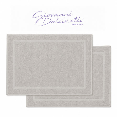 Set 2 Tappeti Bagno Premium 50x80 cm 100% Cotone - con Bordo Perimetrale - per Doccia, Vasca e Lavabo
