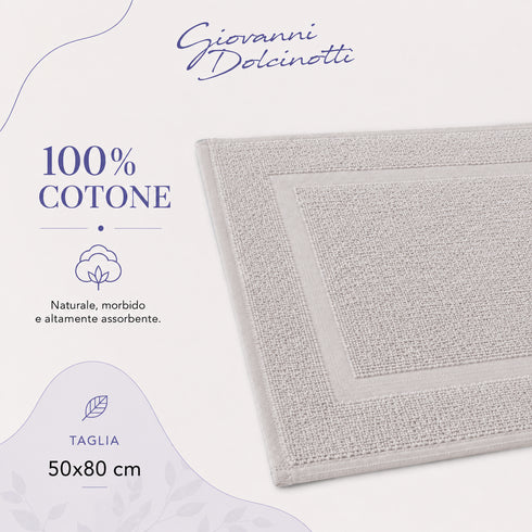 Set 2 Tappeti Bagno Premium 50x80 cm 100% Cotone - con Bordo Perimetrale - per Doccia, Vasca e Lavabo