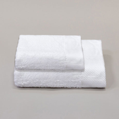 Set 2 pezzi Viso + Ospite (60x100 + 40x60 cm) in Spugna di Cotone 500 g/m² con Inserto Jacquard – Modello Favignana