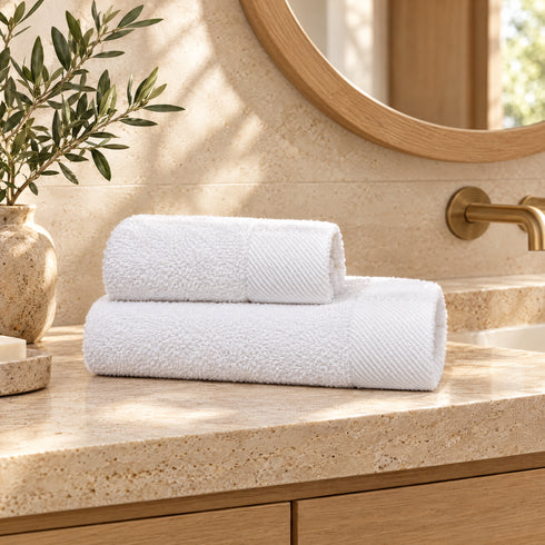 Asciugamano Ospite 40x60 cm in Spugna 500 g/m² – Modello Favignana – Bianco – Pack da 5