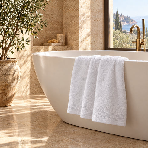 Telo Doccia 100x150 cm in Spugna 500 g/m² – Modello Favignana – Bianco