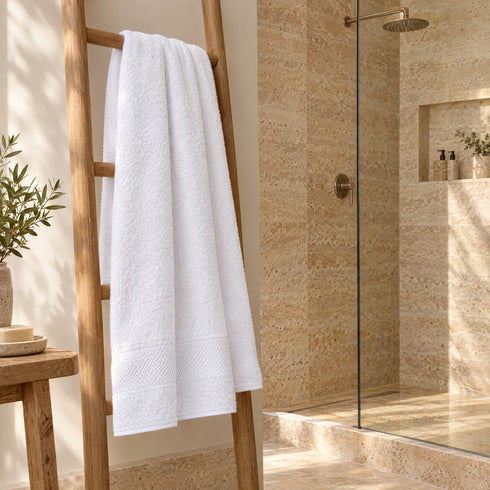 Telo Doccia 100x150 cm in Spugna 500 g/m² – Modello Favignana – Bianco