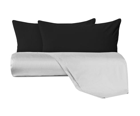 Parure Copripiumino in raso 300TC con federe in Velluto