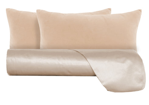 Parure Copripiumino in raso 300TC con federe in Velluto