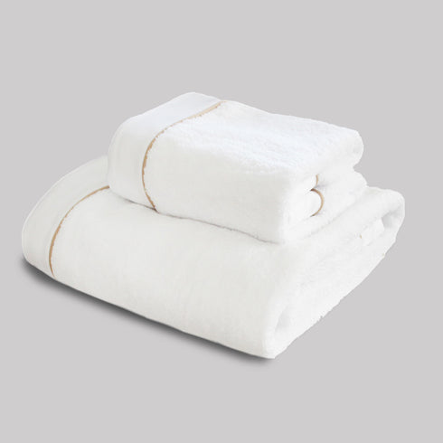 Set Asciugamani con Bordo in Raso e Piping