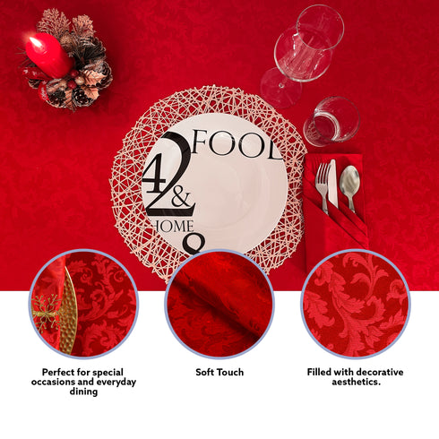 Tovaglia Natalizia Jacquard Damascato Rosso